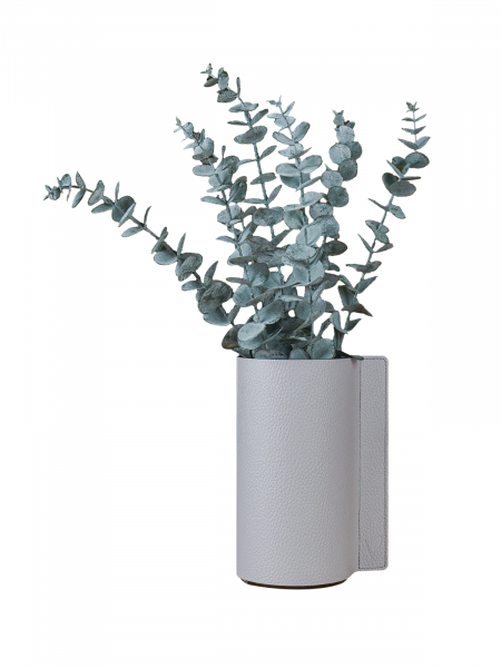 Ваза для цветов с кожаной отделкой серая, Vero VR-03GR