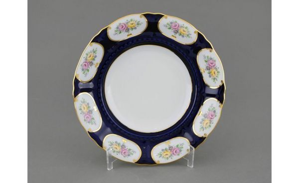Тарелка глубокая 23 см Розовый цветок, кобальт 07110223-0419 LEANDER