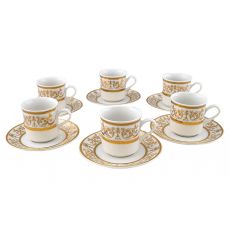Набор чашек 150 мл с блюдцем Сабина 6 шт Золотые узоры 02160414-1373 LEANDER