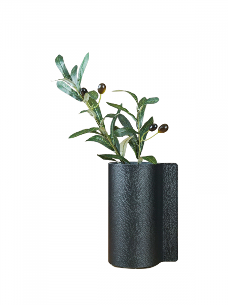 Ваза для цветов с кожаной отделкой чёрная, Vero VR-03BL