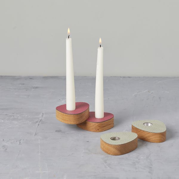 Магнитные подсвечники для высоких свечей фигурные, набор 2 шт, цвет коньячный, CROCO LIND DNA 9840