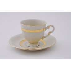 Набор чашек высоких с блюдцем 150 мл, 6 шт Золотой кант 07560414-1239 LEANDER