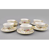 Набор чашек 200 мл с блюдцем Соната 6 шт Цветы перламутр 07160425-0656 LEANDER