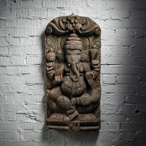 Декоративная панель XIX век, Индия 46x10x102 см natural ROOMERS ANTIQUE