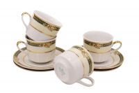 Набор чашек с блюдцем 200 мл, 4 шт Золотые фрукты 02150415-0711 LEANDER