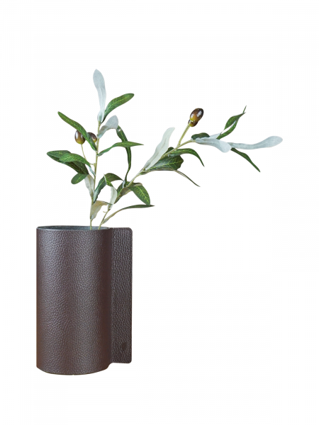 Ваза для цветов с кожаной отделкой коричневая, Vero VR-03BR