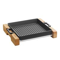 Сковорода-гриль 26x26 с металлическими ручками и деревянной подставкой для сервировки LAVA
