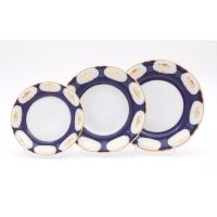 Набор тарелок Соната 18 предметов (19+23+25 см) Золотой цветок, кобальт 07160119-0443 LEANDER