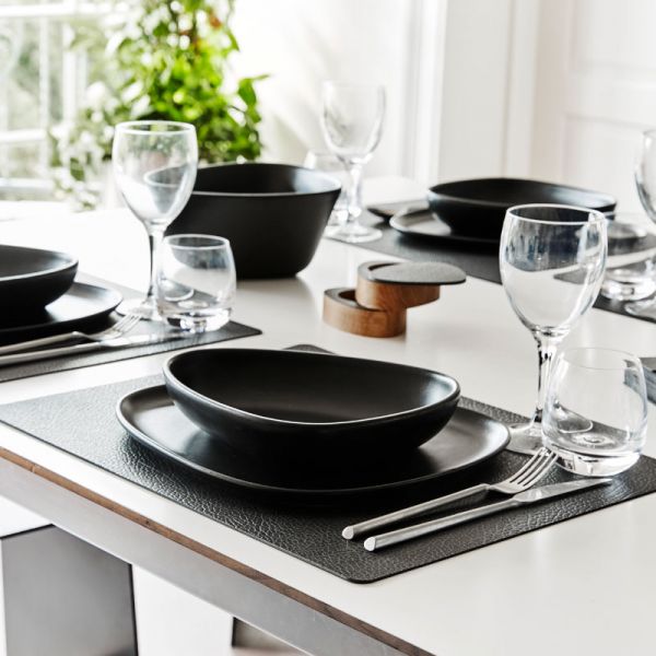 Сервировочная салфетка из натуральной кожи прямоугольная 30х40 см, цвет черный, LIND DNA 981296