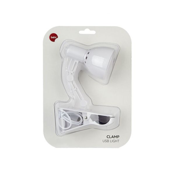 Лампа для чтения Clamp белая, USB