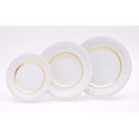 Набор тарелок Соната 18 предметов (19+23+25 см) Золотой кант 07160119-1239 LEANDER
