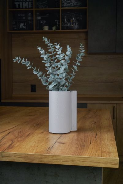 Ваза для цветов с кожаной отделкой серая, Vero VR-03GR