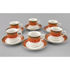 Набор чашек с блюдцем 6 шт 100 мл Красная лента 02160413-0979 LEANDER