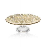 Блюдо для торта на ножке 26 см, с золотым декором Arabesque IVV