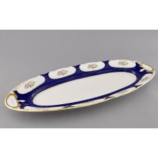 Блюдо овальное Соната 55.5 см Розовый цветок, кобальт 07111518-0419 LEANDER