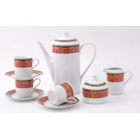 Сервиз кофейный 15 предметов с чашкой 150 мл Красная лента 02160714-0979 LEANDER