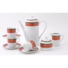 Сервиз кофейный 15 предметов с чашкой 150 мл Красная лента 02160714-0979 LEANDER