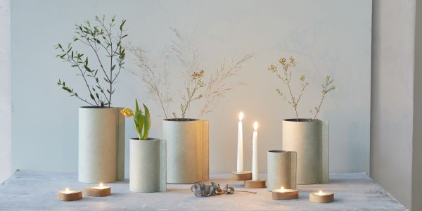 Ваза для цветов с кожаной отделкой, цвет розовый, LIND DNA 9816