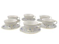 Набор чашек низких с блюдцем 6 шт Голубые цветы 07160425-0009 LEANDER