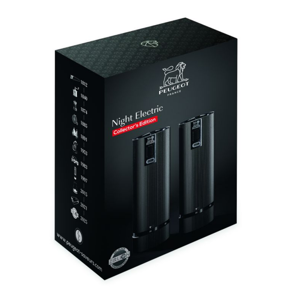 Набор подарочный NIGHT ELECTRIC: мельница для перца и мельница для соли электрические 15 см, черный, Line Z Peugeot 4329200