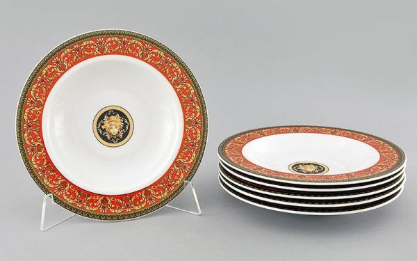 Набор тарелок глубоких 23 см, 6 шт Сабина Версаче, красная лента 02160223-B979 LEANDER