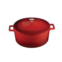 Литая чугунная кастрюля с крышкой 22 см LAVA RED