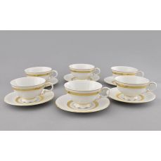 Набор чашек 200 мл с блюдцем Соната 6 шт Золотой кант 07160425-1239 LEANDER