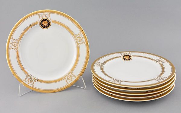 Набор тарелок мелких 25 см, 6 шт Сабина Версаче, золотая лента 02160125-A126 LEANDER