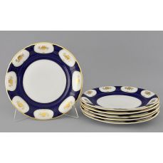 Набор тарелок мелких 25 см, 6 шт Соната Золотой цветок, кобальт 07160115-0443 LEANDER