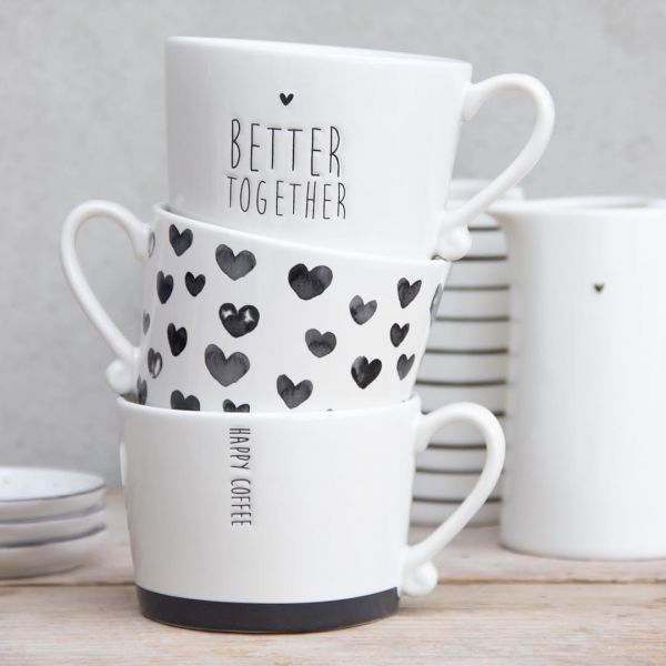 Кружка Bastion Collections White Нearts Watercolor Black 