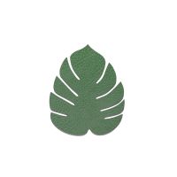 Подставка под кружку из натуральной кожи лист монстеры 14х12 см, цвет лесной зеленый, LIND DNA 990220