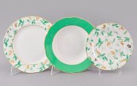 Набор тарелок Мэри-Энн 18 предметов етов (19+23+25 см) Зеленные листья 03160119-1381 LEANDER
