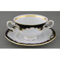 Чашка для супа с блюдцем Соната 350 мл Кобальтовый орнамент 07120624-1357 LEANDER