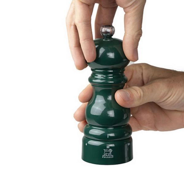 Набор мельниц для соли и перца на подствке, 6 степеней помола, 15 см, дерево, зеленый, белый, Paris u'select PEUGEOT