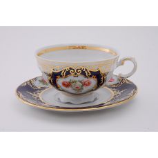 Набор чашек 200 мл с блюдцем Соната 6 шт Мелкие цветы, кобальт 07160425-0440 LEANDER