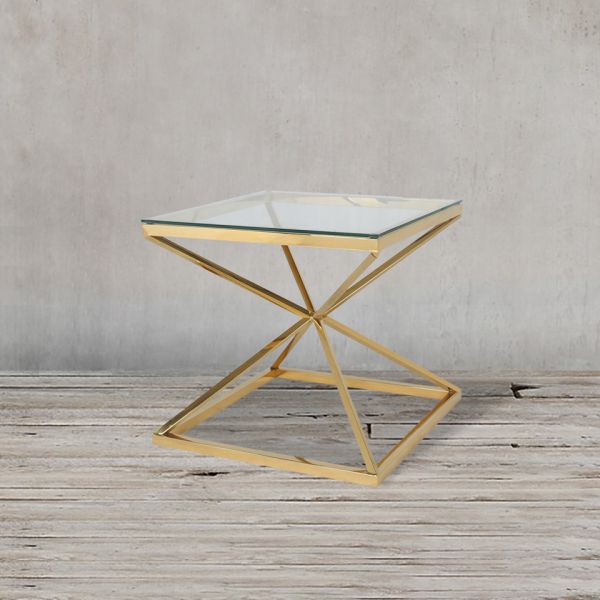 Стол приставной 65x65x60 matte gold  ROOMERS FURNITURE