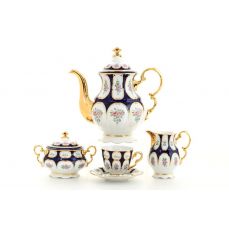 Сервиз кофейный мокко 15 предметов Розовый цветок, кобальт 07160713-0419 LEANDER