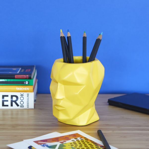 Подставка для канцелярских принадлежностей The Head желтый