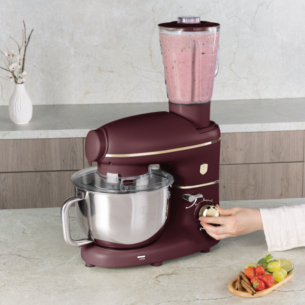 Многофункциональный кухонный комбайн с мясорубкой, электрический, матовый бордо, Leonardo BERLINGER HAUS
