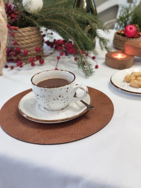 Сервировочная салфетка из натуральной кожи круглая 24 см, цвет коричневый, Hippo LIND DNA 990026