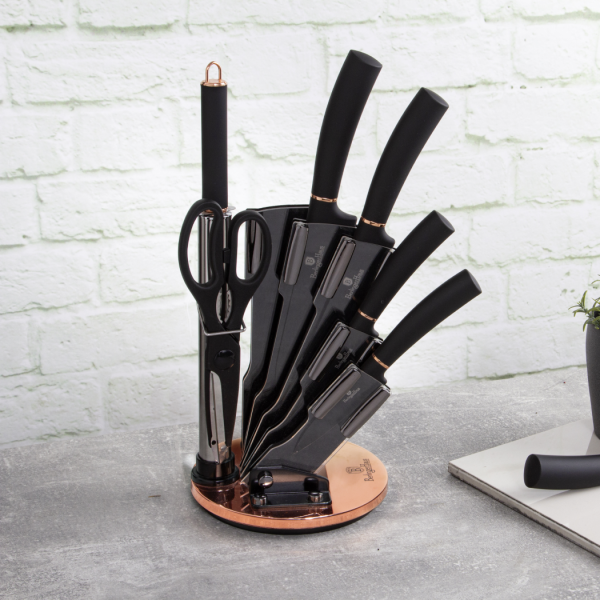 Набор ножей 8 предметов с акриловой подставкой, Berlinger Haus, black/rose gold, черный     (6)     BH/2421N