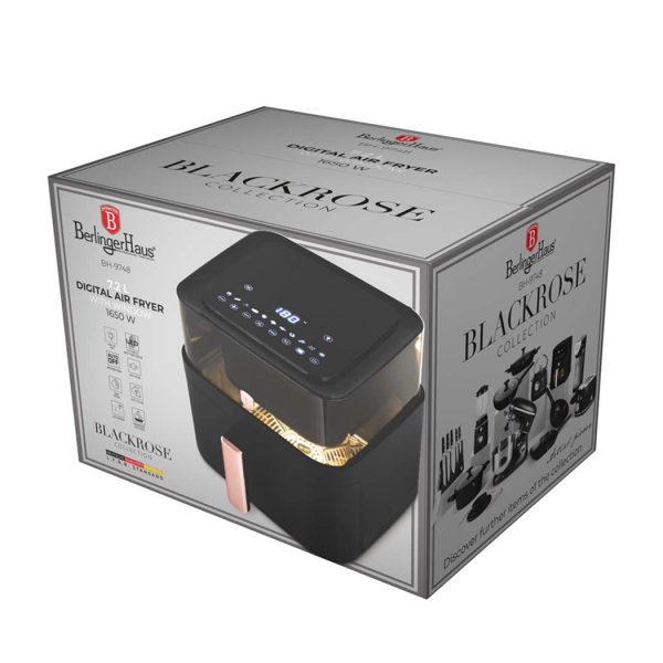 Аэрогриль электрический 7.2 л, black/rose gold, черный BERLINGER HAUS
