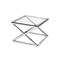Стол  Крисс 65x65x49 silver/clear  ROOMERS FURNITURE
