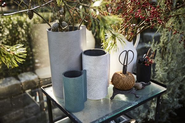 Ваза для цветов с кожаной отделкой, цвет бело-серый, LIND DNA 98968