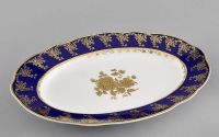 Блюдо овальное 36 см Золотая роза, кобальт 03111513-0431 LEANDER