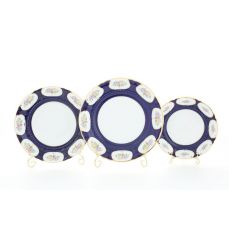 Набор тарелок Соната 18 предмето (19+23+25 см) Розовый цветок, кобальт 07160119-0419 LEANDER