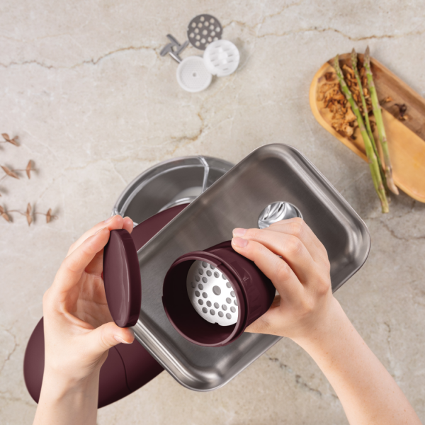 Многофункциональный кухонный комбайн с мясорубкой, электрический, матовый бордо, Leonardo BERLINGER HAUS
