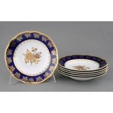 Набор тарелок глубоких 23 см, 6 шт Мэри-Энн Золотая роза, кобальт 03160213-0431 LEANDER