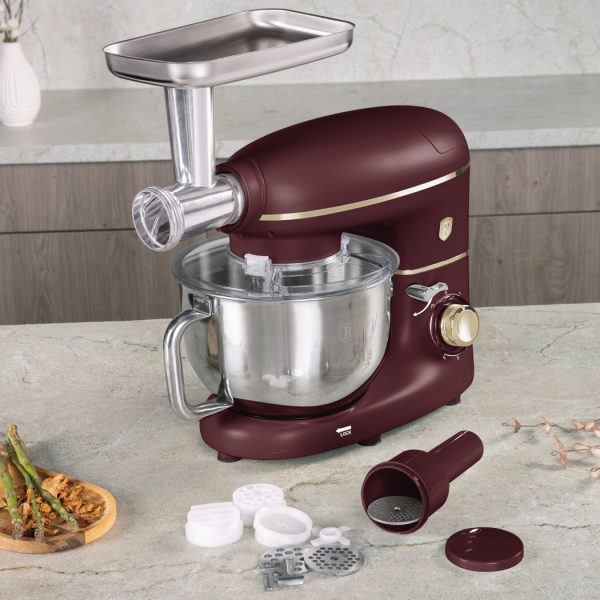 Многофункциональный кухонный комбайн с мясорубкой, электрический, матовый бордо, Leonardo BERLINGER HAUS
