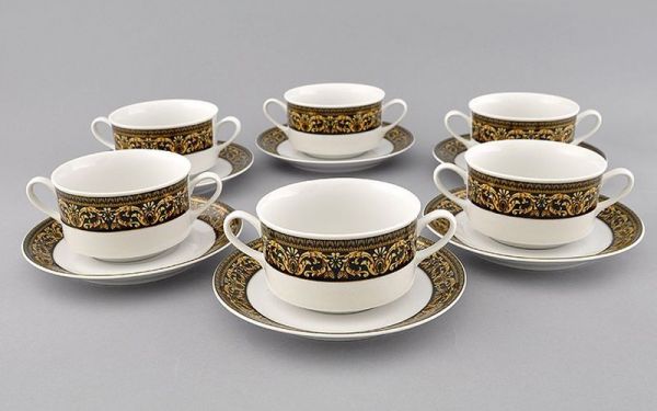 Набор чашек для супа с блюдцем Сабина 300 мл 6 шт Версаче 02160673-172B LEANDER